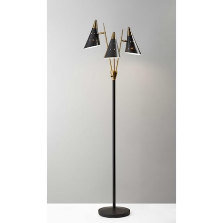 Estallar Black Metal 3-Arm Floor Lamp, 22 x 19 x 66 in. ES3092327